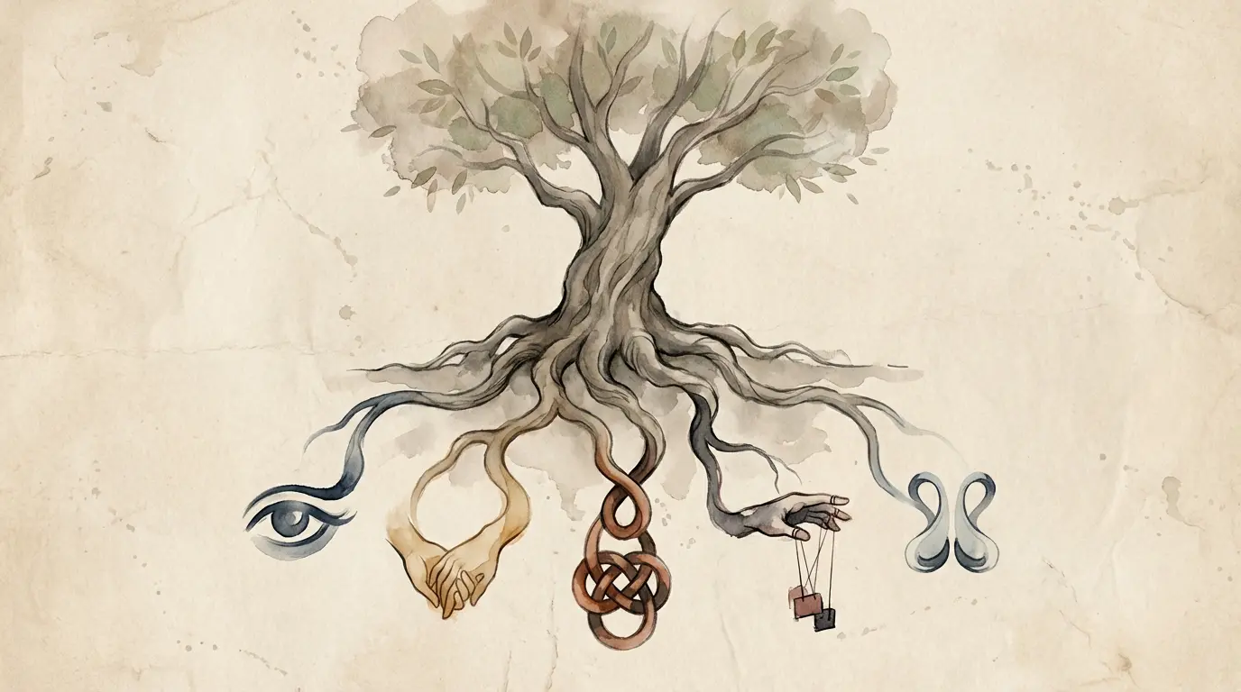 Tracing roots illustration for etymology of あや verbs