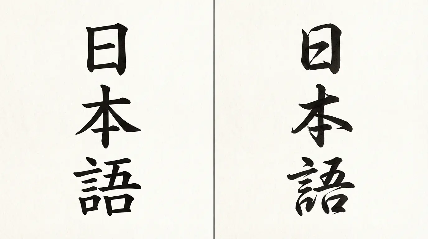 Kaisho versus Gyousho handwriting comparison