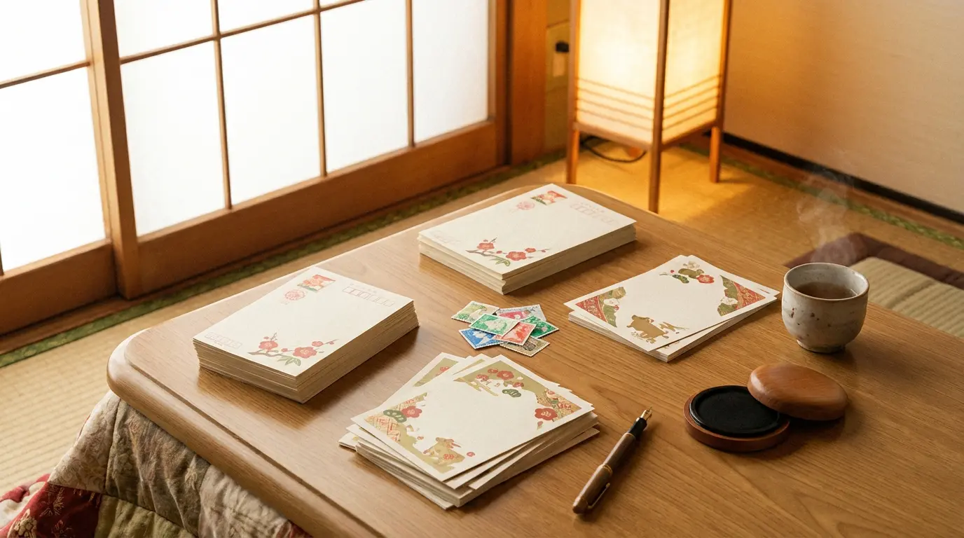 年賀状の伝統的な光景