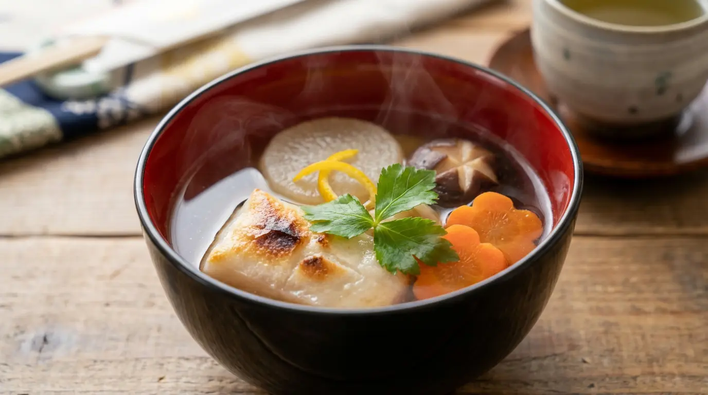 Traditional bowl of Ozoni soup