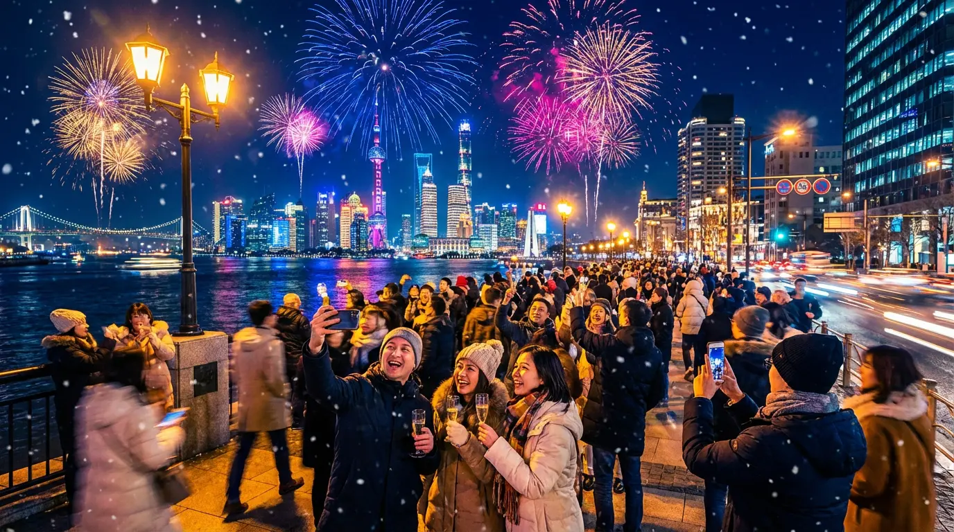 Festive Tokyo New Year celebration outdoors