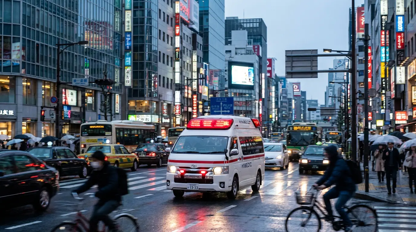 Ambulance responding in urban Japan
