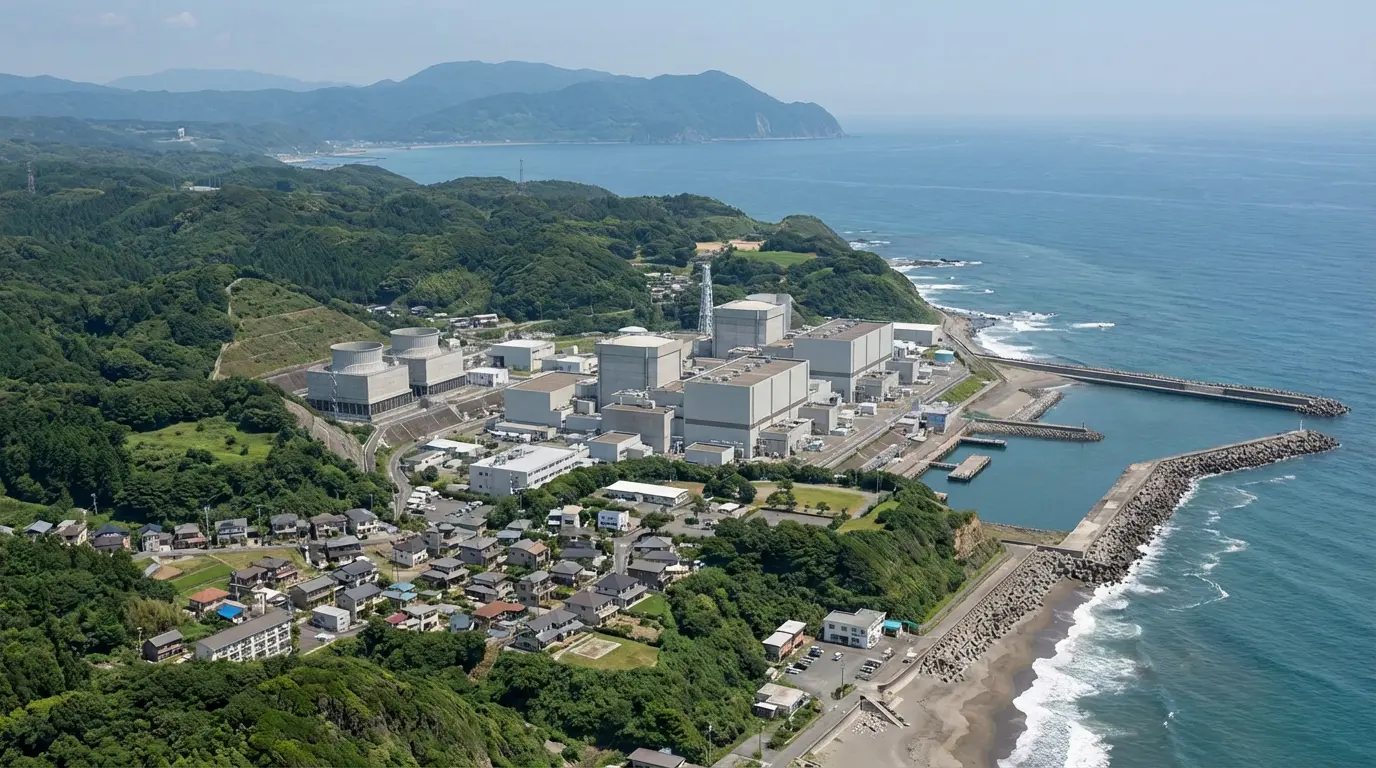 Hamaoka nuclear plant aerial view