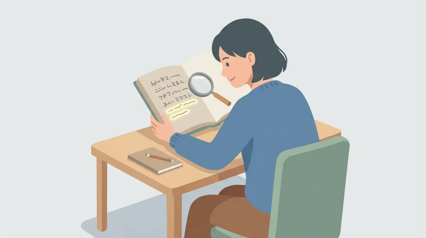 Japanese reading practice illustration