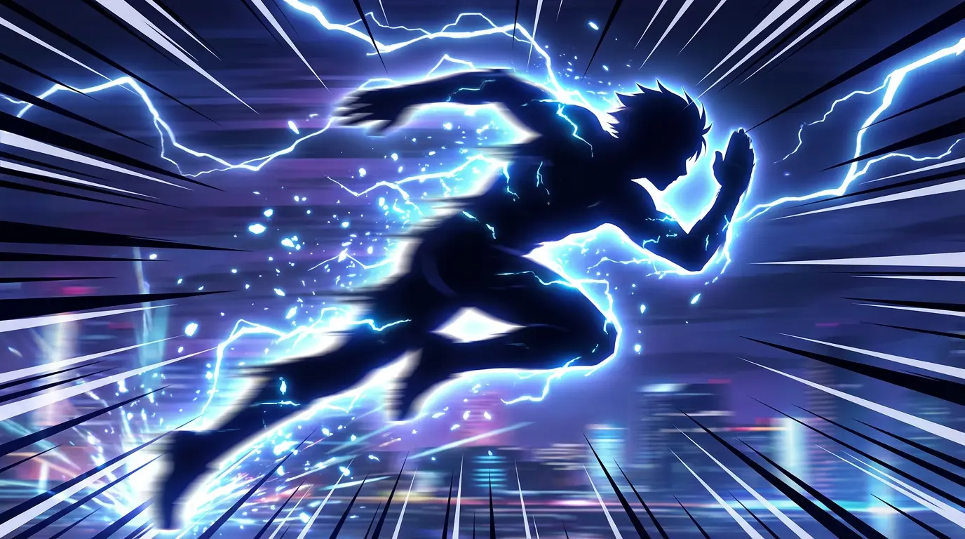 Anime style illustration representing the concept of lightning speed in anime and manga contexts