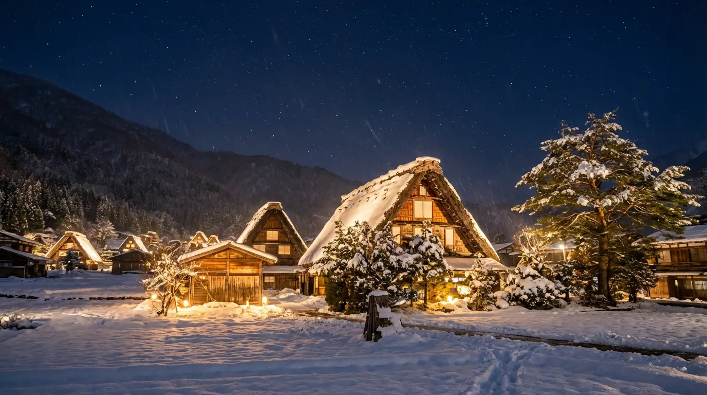 Shirakawa-go light-up at night