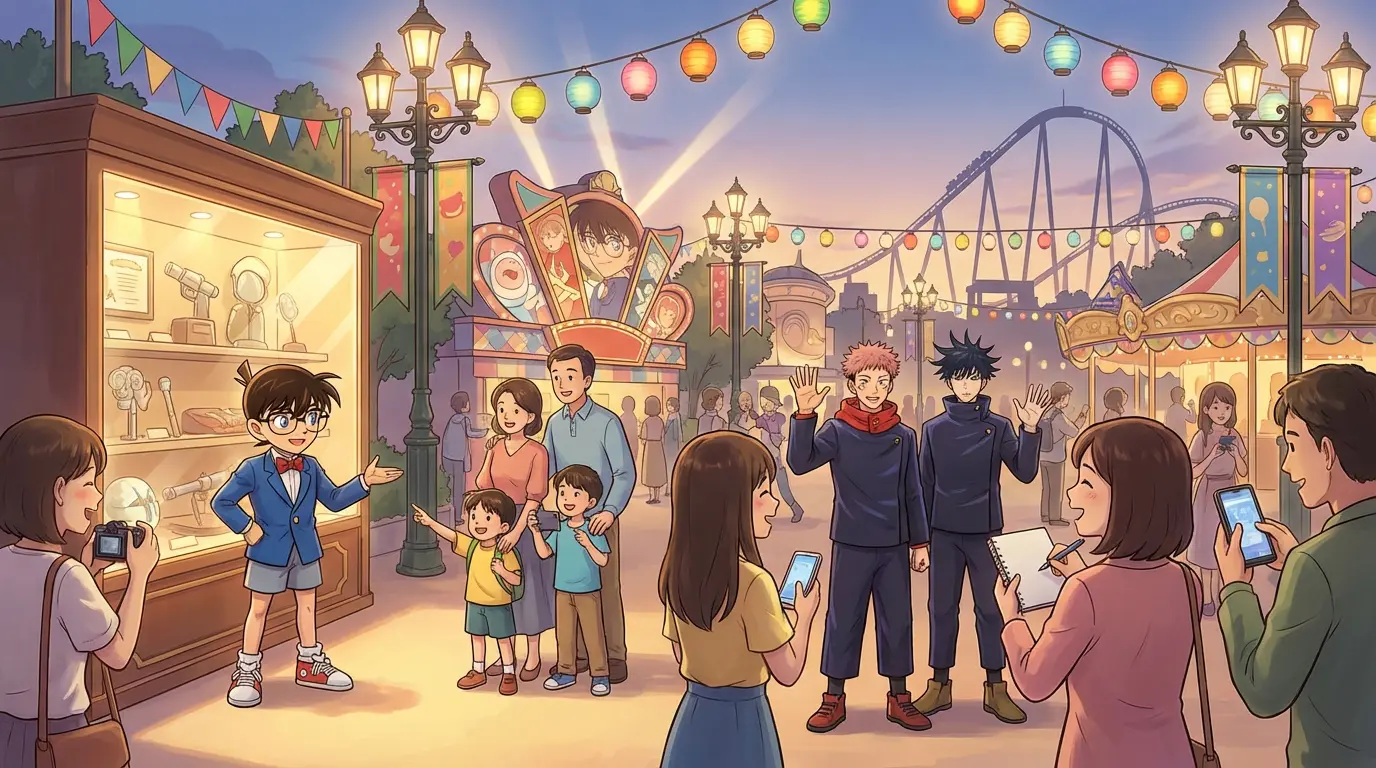 Universal Cool Japan scene with Detective Conan and Jujutsu Kaisen